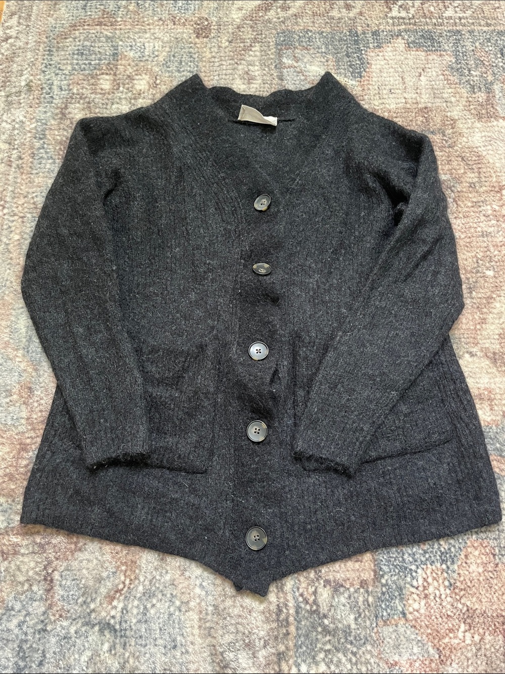 Everlane Alpaca Pocket Cardigan in heathered black